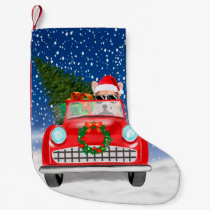Corgi Dog Driving Car In Snow Christmas  Small Christmas Stocking