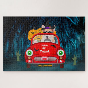 Corgi Dog Driving Car Scary Halloween  Jigsaw Puzzle