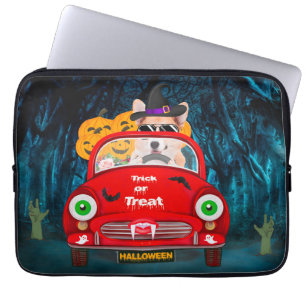 Corgi Dog Driving Car Scary Halloween Laptop Sleeve