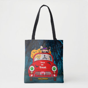 Corgi Dog Driving Car Scary Halloween Tote Bag