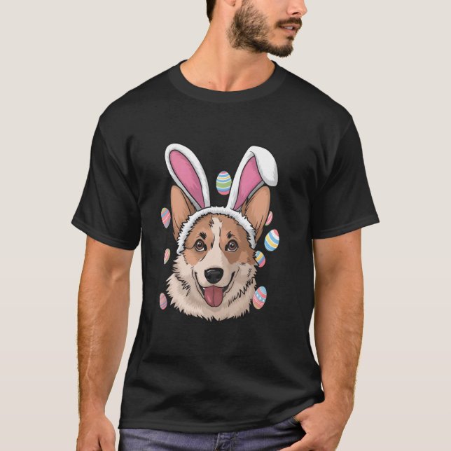 Corgi Dog Easter Bunny T-Shirt (Front)