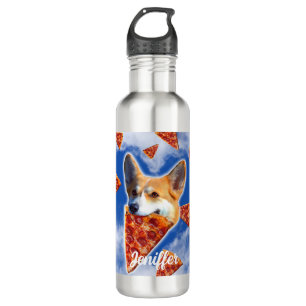 Corgi Dog Eating Pizza                             710 Ml Water Bottle