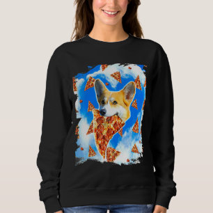 Corgi Dog Eating Pizza Love Heart Clouds Sweatshirt
