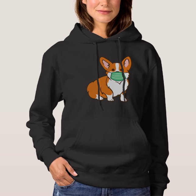 Corgi Dog Face Mask Social Distancing Antivirus Hoodie (Front)
