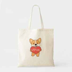 Corgi Dog For Valentine's Day Cute Animals With Tote Bag
