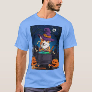 Corgi Dog Funny Halloween Costume Pumpkin Bats T-Shirt