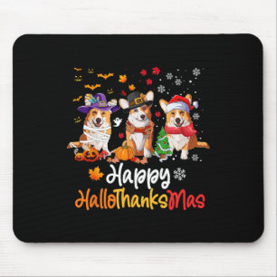 Corgi Dog Halloween Christmas Happy Hallothanksmas Mouse Mat