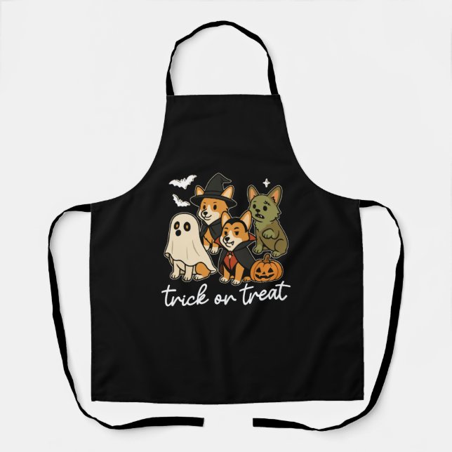 Corgi Dog Halloween Costume Spooky Apron (Front)