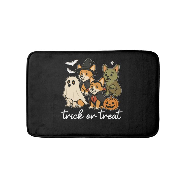 Corgi Dog Halloween Costume Spooky Bath Mat (Front)