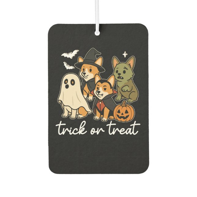 Corgi Dog Halloween Costume Spooky Car Air Freshener (Front)