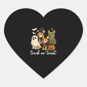 Corgi Dog Halloween Costume Spooky Heart Sticker