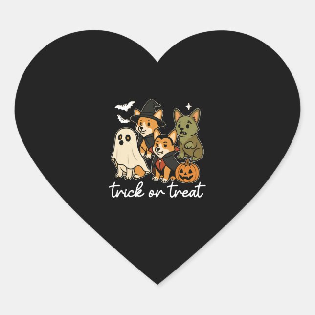 Corgi Dog Halloween Costume Spooky Heart Sticker (Front)