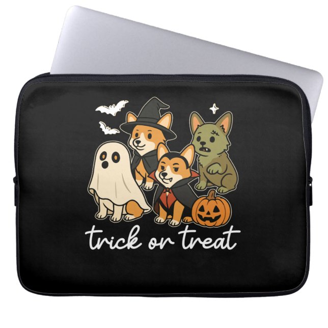 Corgi Dog Halloween Costume Spooky Laptop Sleeve (Front)
