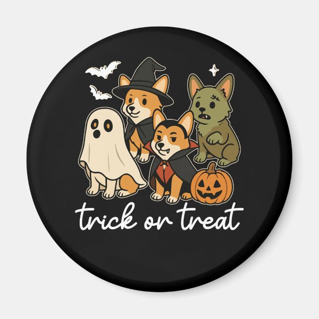 Corgi Dog Halloween Costume Spooky Magnet (Front)