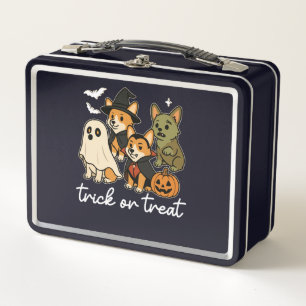 Corgi Dog Halloween Costume Spooky Metal Lunch Box