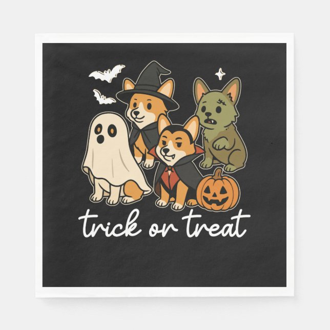 Corgi Dog Halloween Costume Spooky Napkin (Front)