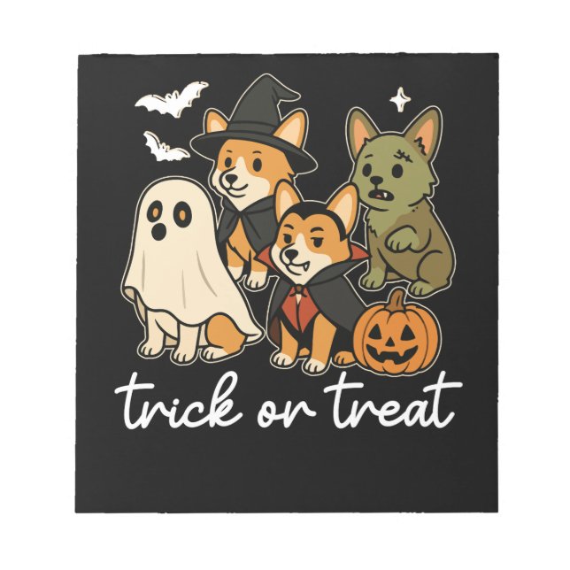 Corgi Dog Halloween Costume Spooky Notepad (Front)