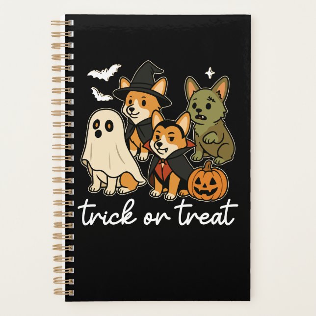 Corgi Dog Halloween Costume Spooky Planner (Front)