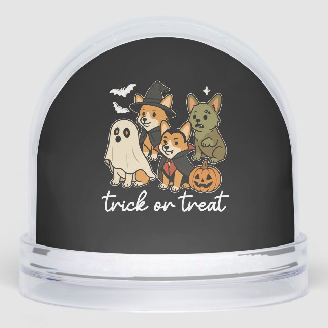 Corgi Dog Halloween Costume Spooky Snowglobe (Front)