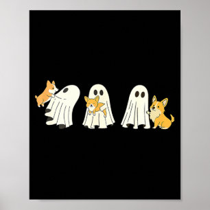 Corgi Dog Halloween Ghost Poster