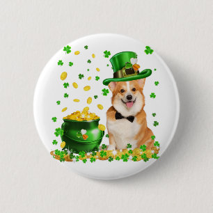 Corgi Dog Happy St. Patricks Day 6 Cm Round Badge