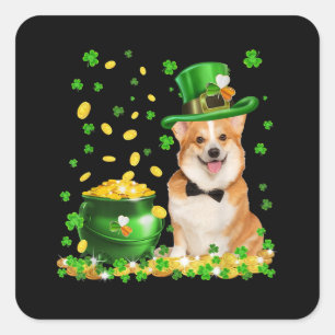 Corgi Dog Happy St. Patricks Day Square Sticker