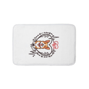 Corgi Dog Heart Heartbeat Ekg Bow Tie Paws Bath Mat