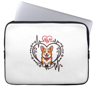 Corgi Dog Heart Heartbeat Ekg Bow Tie Paws Laptop Sleeve