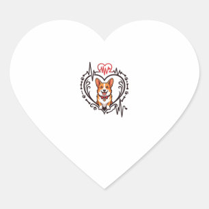 Corgi Dog Heart Heartbeat Ekg Bow Tie Paws Sticker