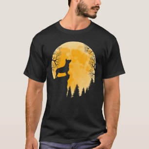 Corgi Dog Howls In Forest Halloween Moon Dog Owner T-Shirt