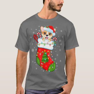 Corgi Dog In Christmas Socks Funny Santa Corgi Xma T-Shirt