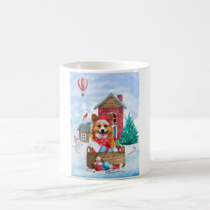 Corgi Dog In snow Christmas Dog House Coffee Mug