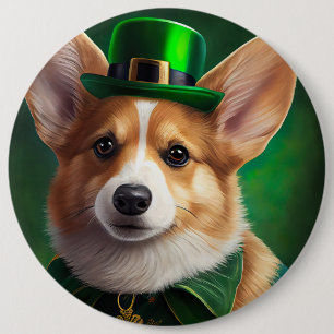 Corgi Dog in St. Patrick's Day Dress 6 Cm Round Badge