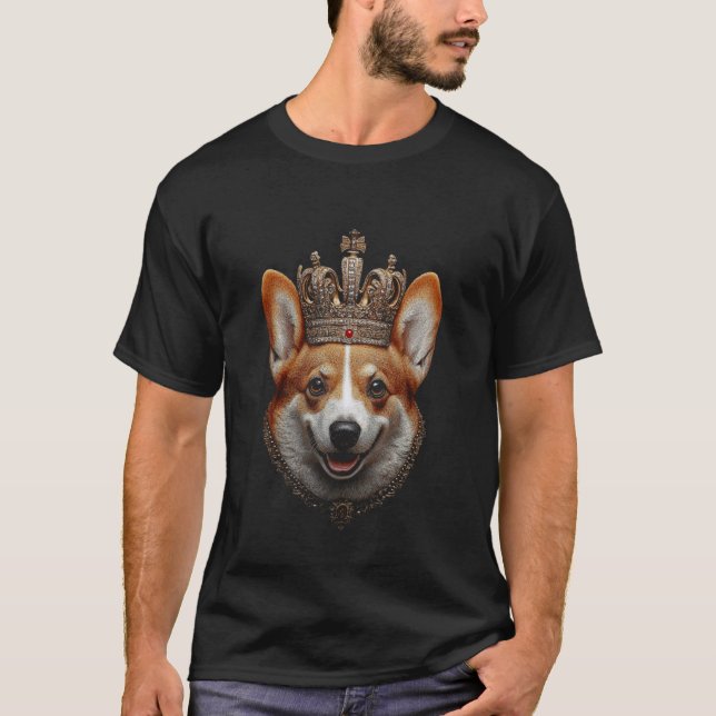 Corgi Dog King Crown T-Shirt (Front)