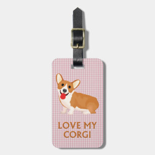 corgi dog love luggage tag