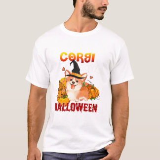 Corgi Dog Love Witch Pumpkin T-Shirt