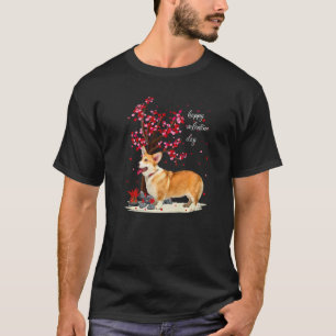 Corgi Dog Lover Funny Heart Tree Corgi Valentine's T-Shirt