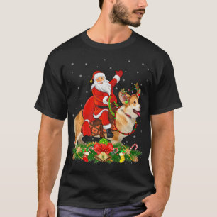 Corgi Dog Lover Funny Santa Riding Corgi Christmas T-Shirt
