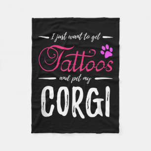 Corgi Dog Lover Tattoo Funny Dog Mum Gift Idea Fleece Blanket