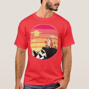 Corgi Dog Lover Tee Funny Three Corgi Moon Wolf Pa