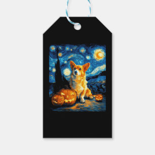 Corgi Dog Lovers Painting of van gogh starry night Gift Tags