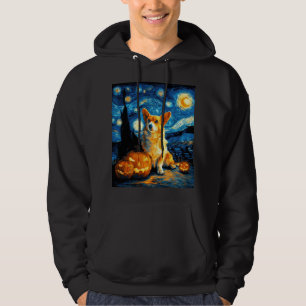 Corgi Dog Lovers Painting of van gogh starry night Hoodie