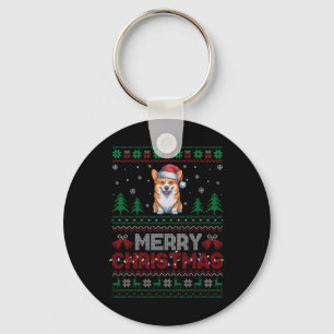 Corgi Dog Lovers Santa Hat Christmas Tree Lights  Key Ring