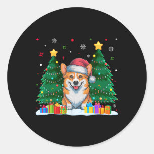 Corgi Dog Lovers Santa Hat Ugly Christmas Sweater Classic Round Sticker