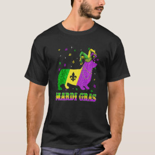 Corgi Dog Mardi Gras Carnival Jester Beads Premium T-Shirt