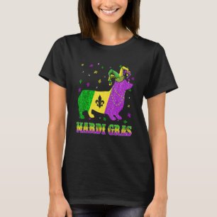Corgi Dog Mardi Gras Carnival Jester Beads T-Shirt