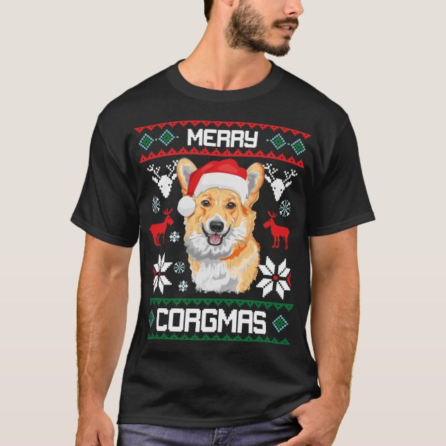 Corgi Dog Merry Corgmas Christmas T-Shirt Gift (Front)
