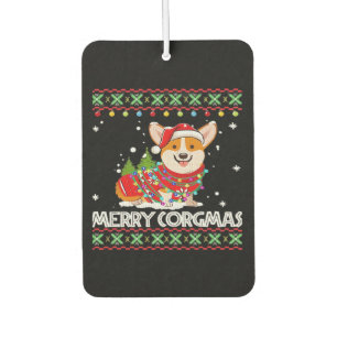 Corgi Dog Merry Corgmas Santa Corgi Ugly Christmas Car Air Freshener