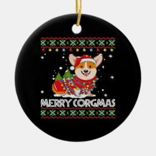 Corgi Dog Merry Corgmas Santa Corgi Ugly Christmas Ceramic Tree Decoration