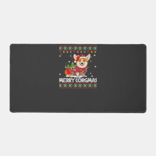Corgi Dog Merry Corgmas Santa Corgi Ugly Christmas Desk Mat